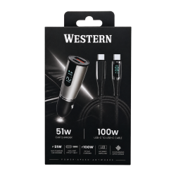 Адаптер 12V Western 51W A+C с USB kabel 100W C-C