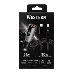 Адаптер 12V Western 51W A+C с USB кабел 30W C-L