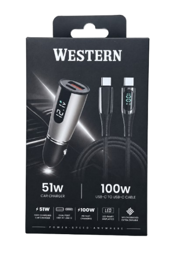 Адаптер 12V Western 51W A+C с USB kabel 100W C-C