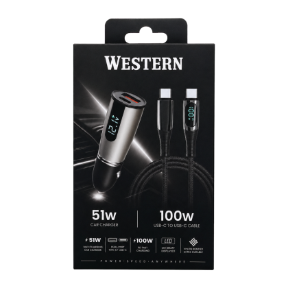 Адаптер 12V Western 51W A+C с USB kabel 100W C-C