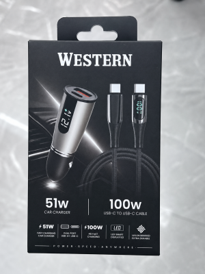 Адаптер 12V Western 51W A+C с USB kabel 100W C-C