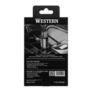 Адаптер 12V Western 51W A+C с USB кабел 30W C-L